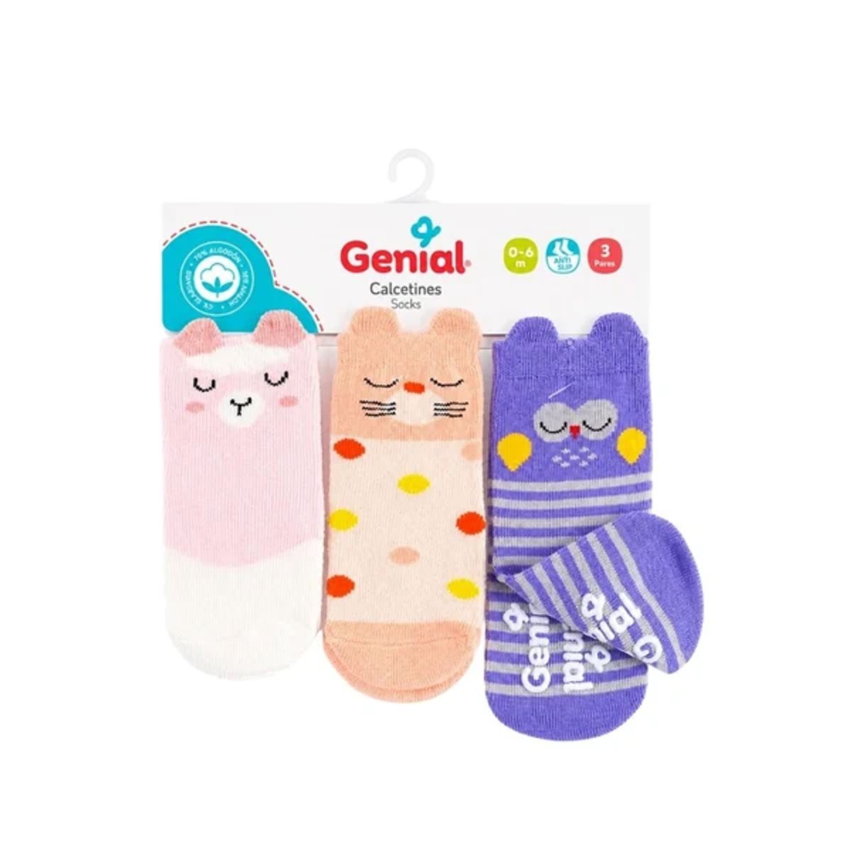 GENIAL - Set 3 Pares De Medias Animales Niña