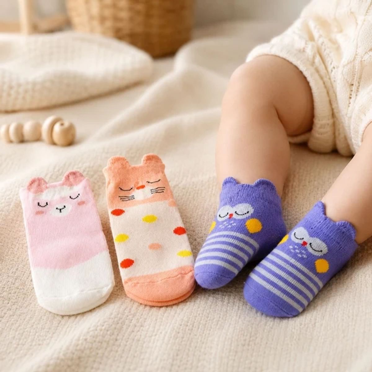 GENIAL - Set 3 Pares De Medias Animales Niña