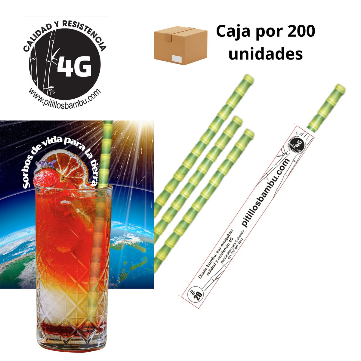 GENERICO - PITILLOS BAMBU .COM -- 200 UNIDADES # 20, CALIDAD Y RESISTENCIA 4G