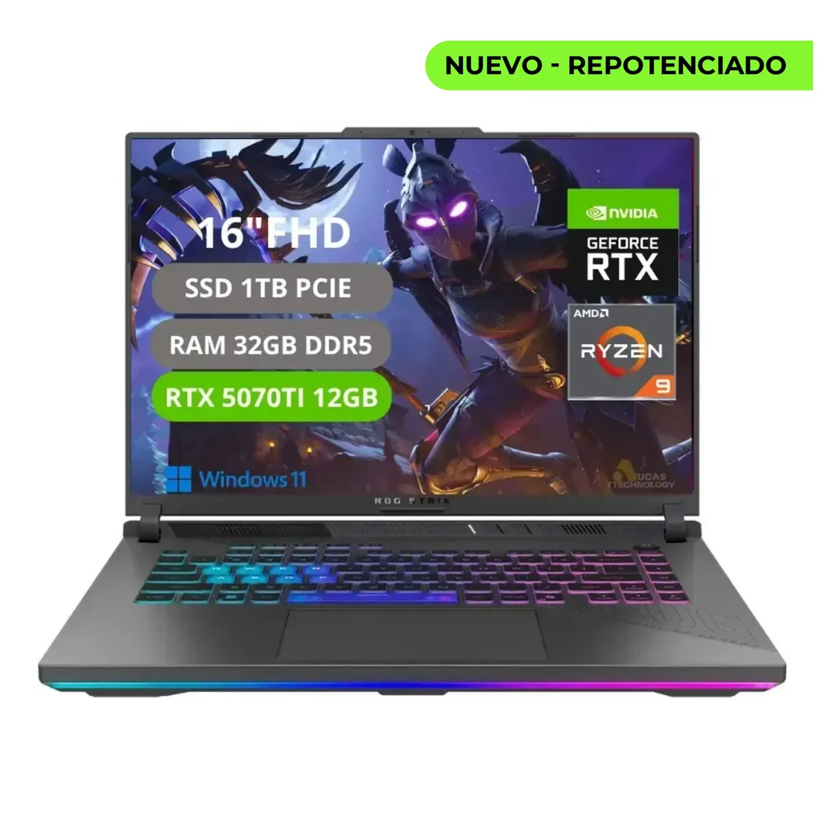 ASUS - PORTATIL ASUS ROG STRIX G16 G614PR RYZEN 9 8940HX  RAM 32GB SSD 1TB RTX  5070TI 12GB
