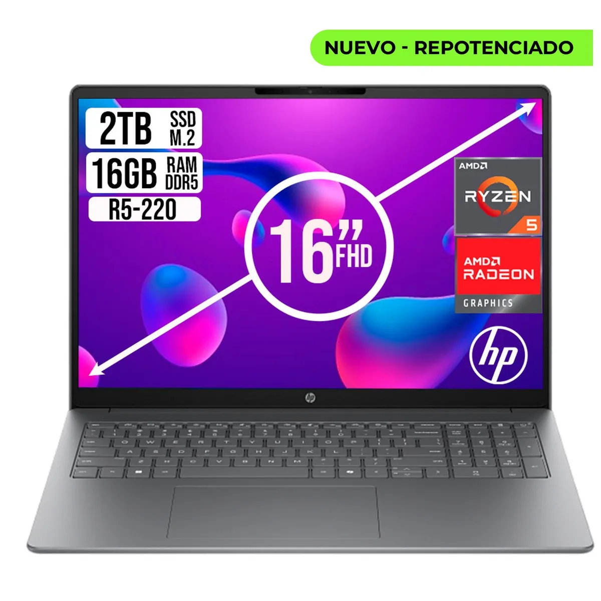 HP - PORTATIL HP G2A AMD RYZEN 5-220 RAM 16GB SSD 2TB LED WUXGA 16