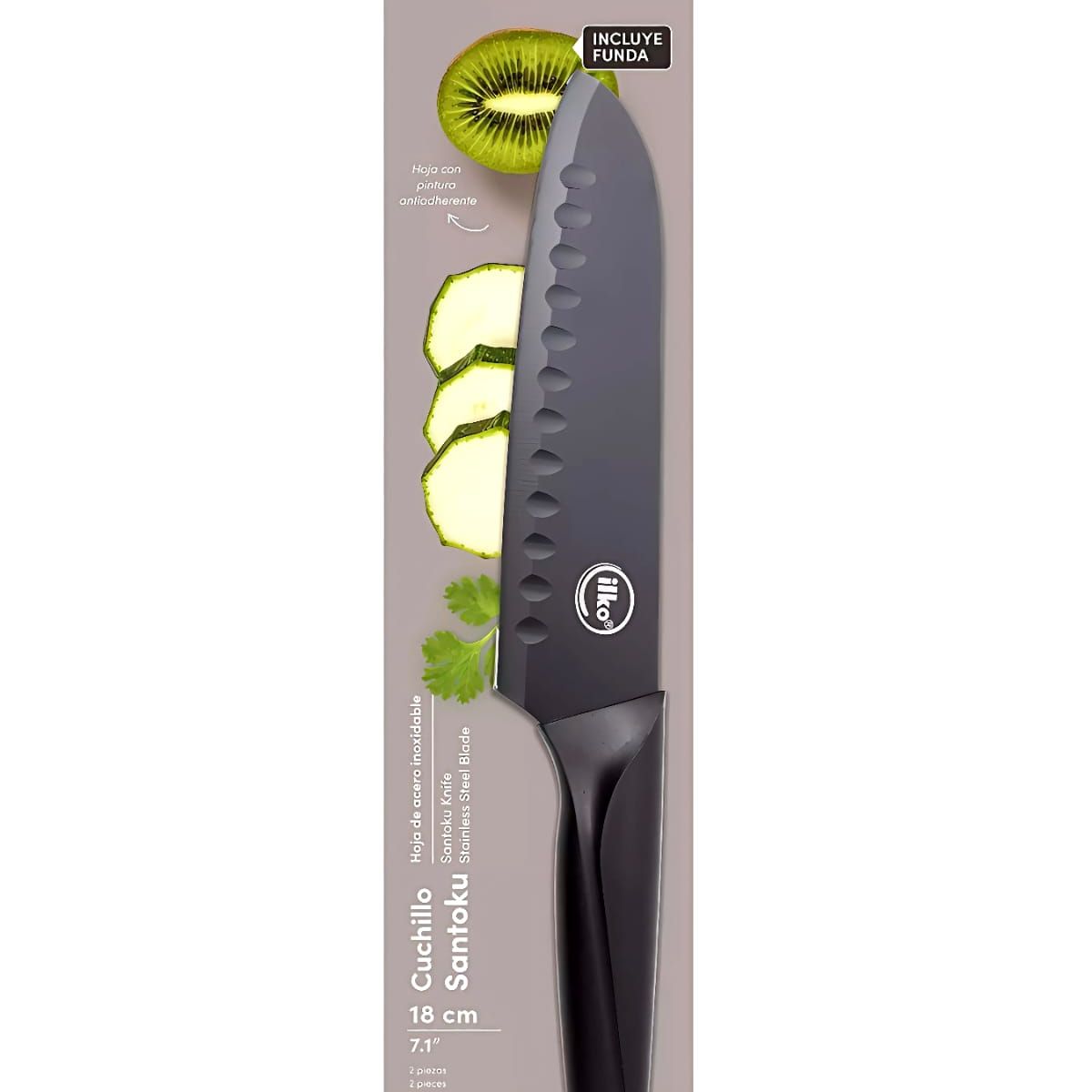 ILKO - Cuchillo Santoku Ilko 18 cm en acero inoxidable