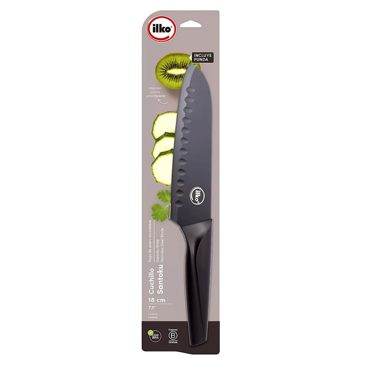 ILKO - Cuchillo Santoku Ilko 18 cm en acero inoxidable