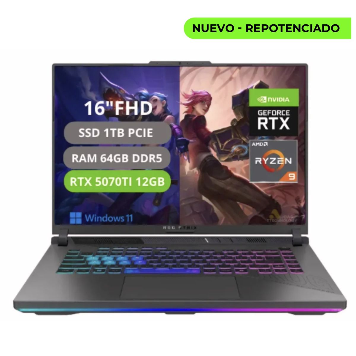 ASUS - PORTATIL ASUS ROG STRIX G16 G614PR RYZEN 9 8940HX  RAM 64GB SSD 1TB RTX  5070TI 12GB
