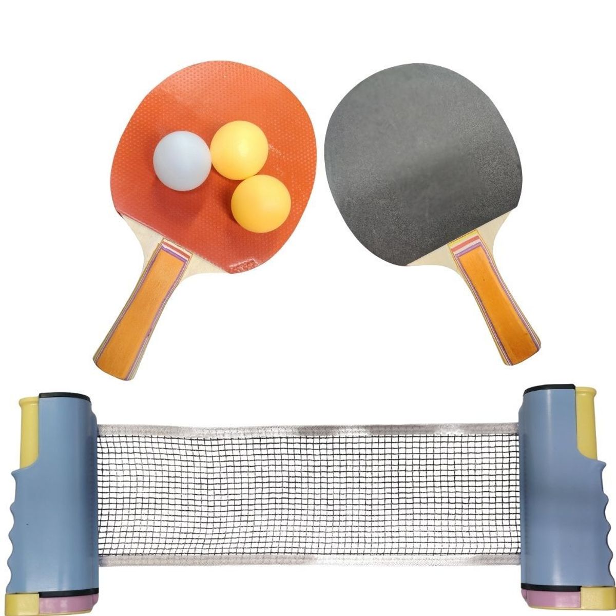 GENERICO - Set De Tenis De Mesa Portátil Rojo Con 2 Paletas Y 3 Pelotas