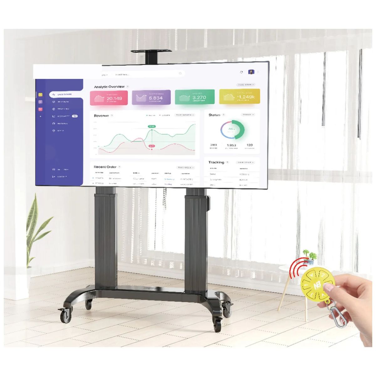 ONESCREEN - Soporte Movil Electrico OneScreen North Bayou TW100 Altura Ajustable hasta 110 Pulgadas