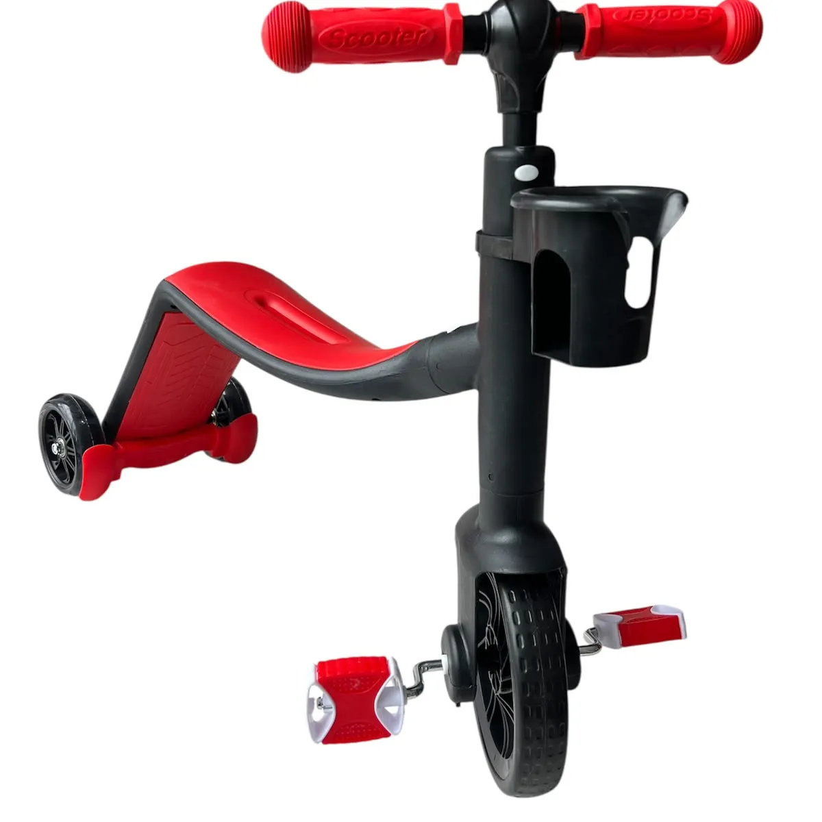 BOY TOYS - PATINETA 3 EN 1  ROJA  3 FUNCIONES TRICICLO, PATINETA, ANDADERA