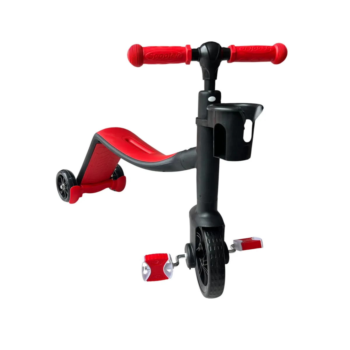 BOY TOYS - PATINETA 3 EN 1  ROJA  3 FUNCIONES TRICICLO, PATINETA, ANDADERA