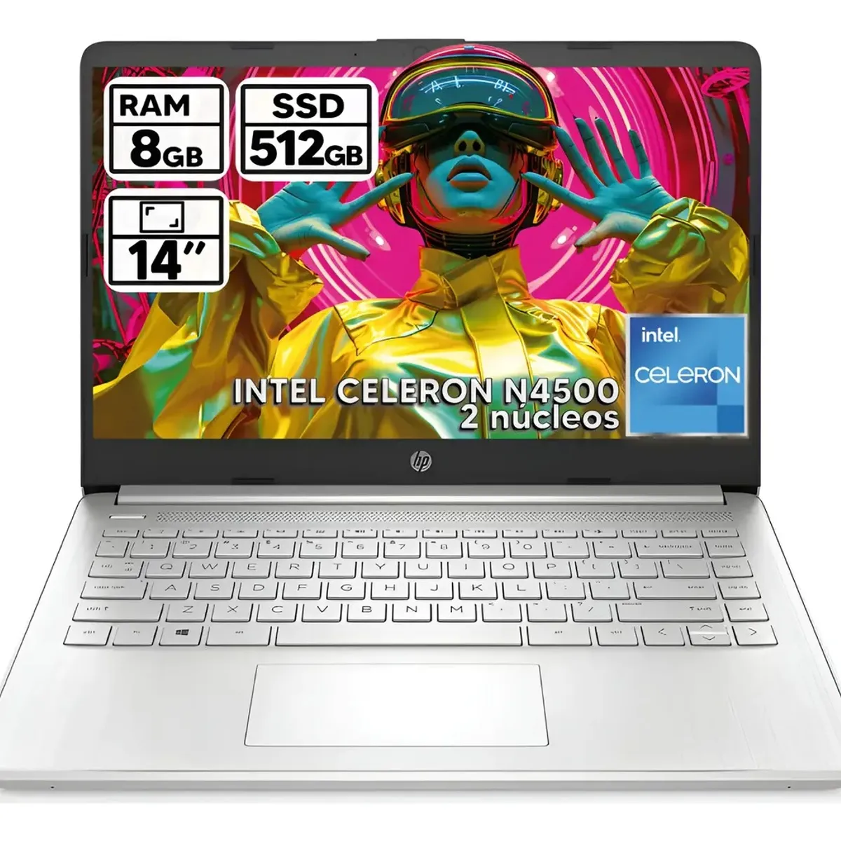 HP - PORTATIL HP 14 INTEL CELERON N4500 8GB RAM 512GB SSD PANTALLA 14" LED HD