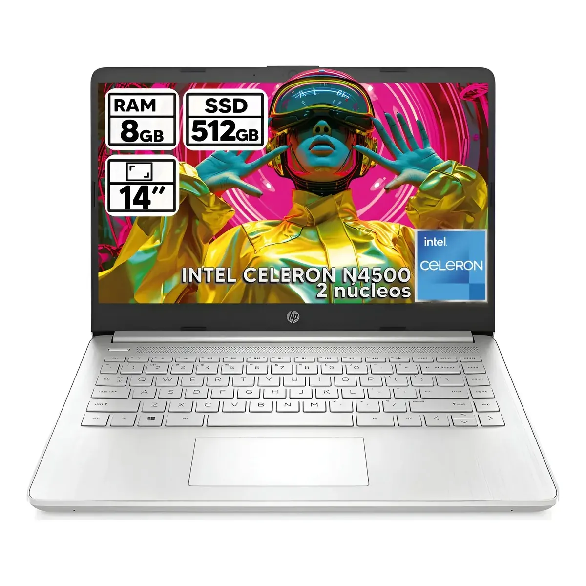 HP - PORTATIL HP 14 INTEL CELERON N4500 8GB RAM 512GB SSD PANTALLA 14" LED HD