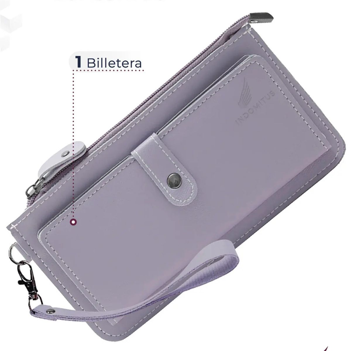 GENERICO - Billetera Larga Elegante Cuero Monedero Mujer Violeta