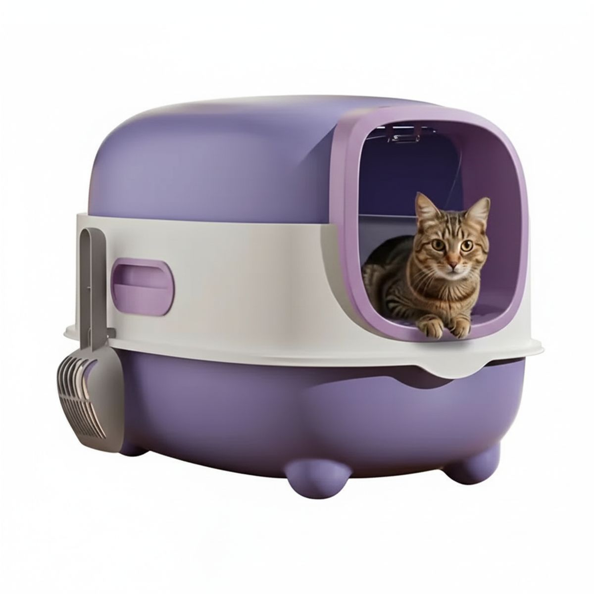 PET GENIUS - Arenero XL Para Gatos Grande Cubierto + Pala / Sistema Antiolores