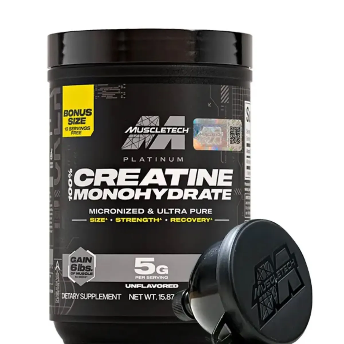 MUSCLETECH - Creatina Platinum 450 Gramos 90 Servicios + EMBUDO