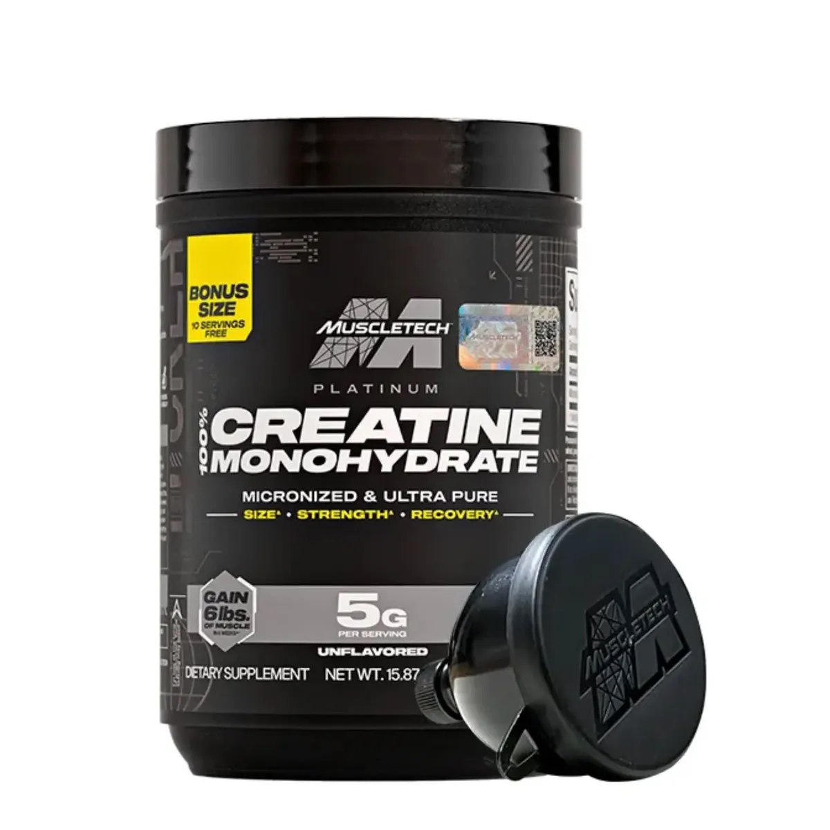 MUSCLETECH - Creatina Platinum 450 Gramos 90 Servicios + EMBUDO