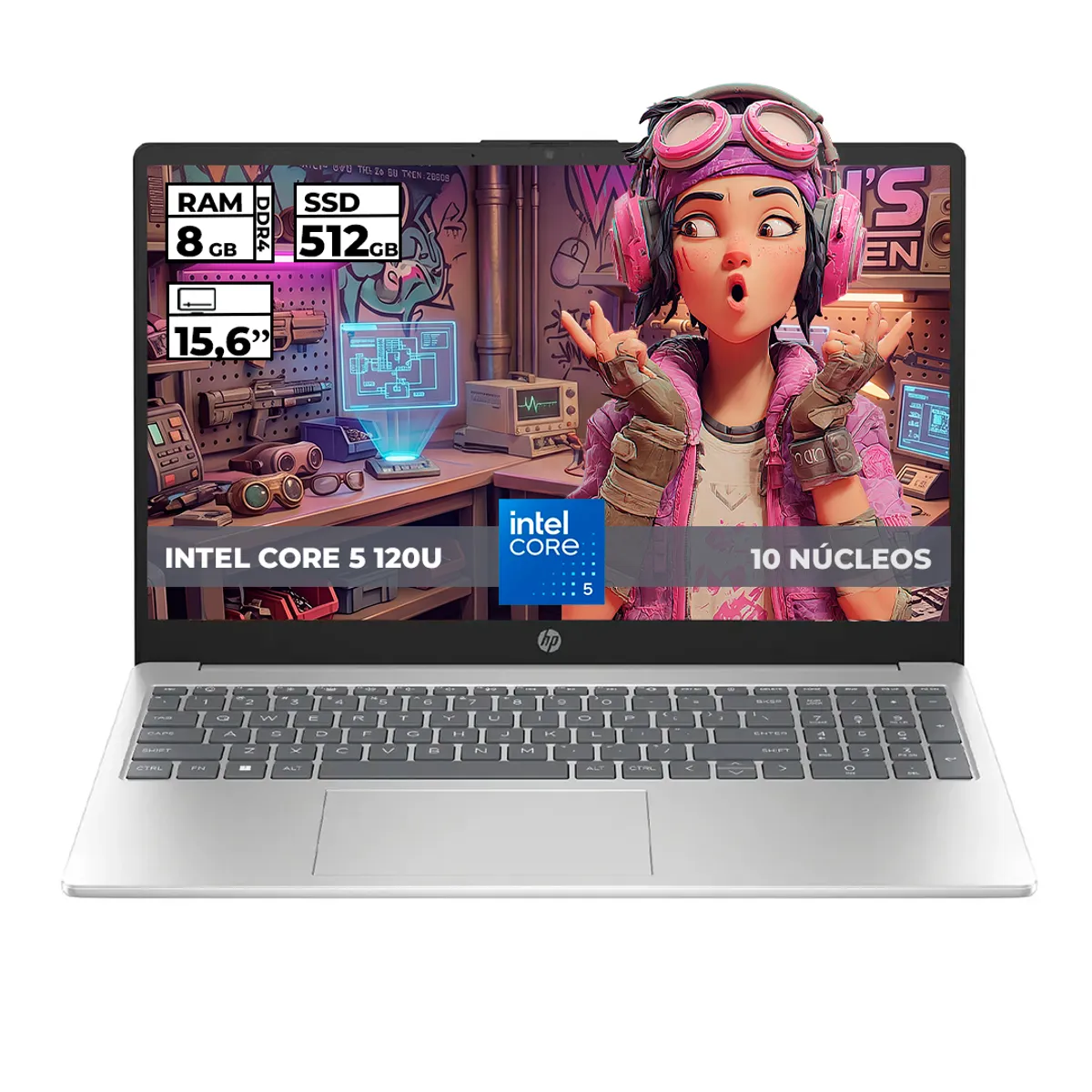 HP - PORTATIL HP INTEL CORE 5-120U 8GB RAM 512GB SSD 15'' FHD