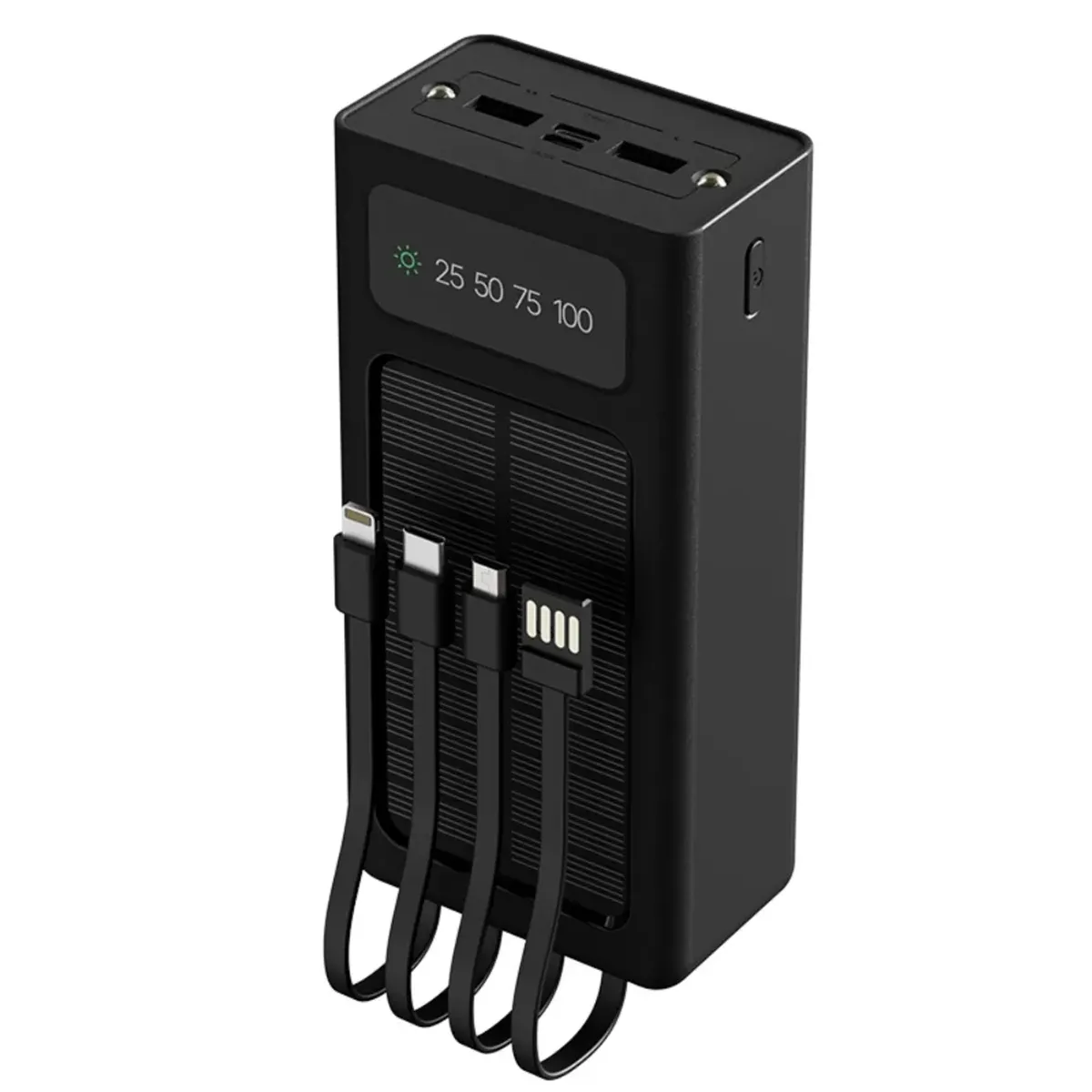 XTECH - Power Bank con Panel Solar 30.000 MaH Xtech XPB-300 Multiples Puertos, Linterna - Negro