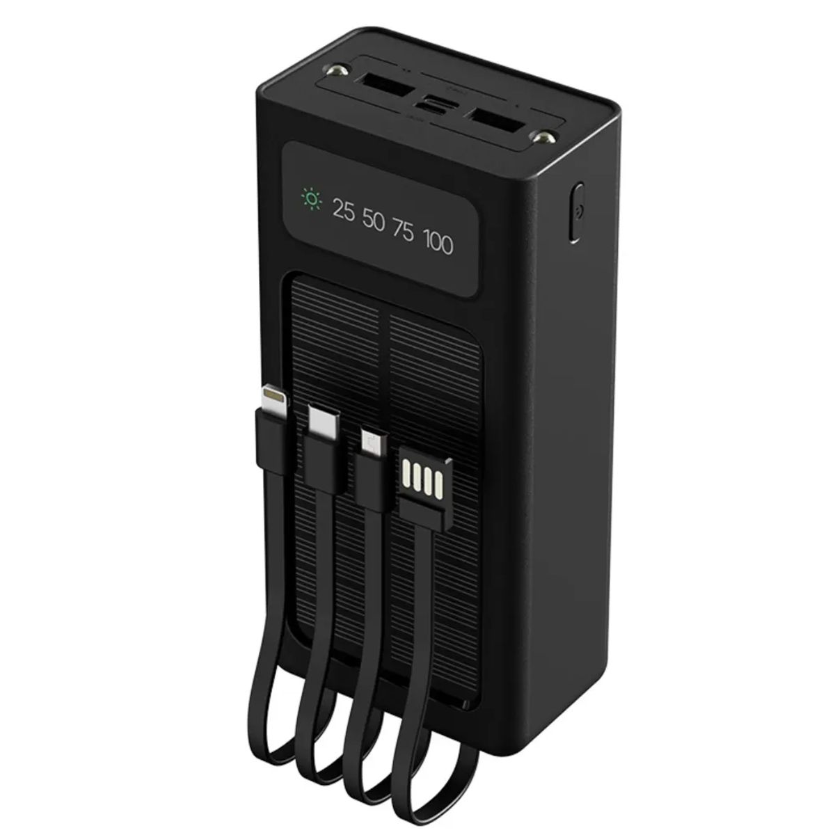 XTECH - Power Bank con Panel Solar 30.000 MaH Xtech XPB-300 Multiples Puertos, Linterna - Negro