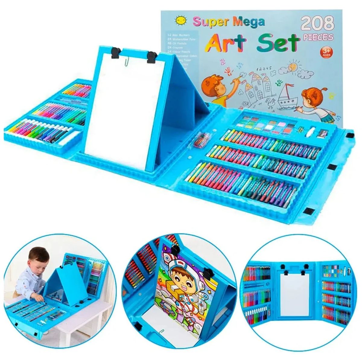 GENERAL TOOLS - Kit de Arte Infantil 208 Piezas con Caballete y Estuche