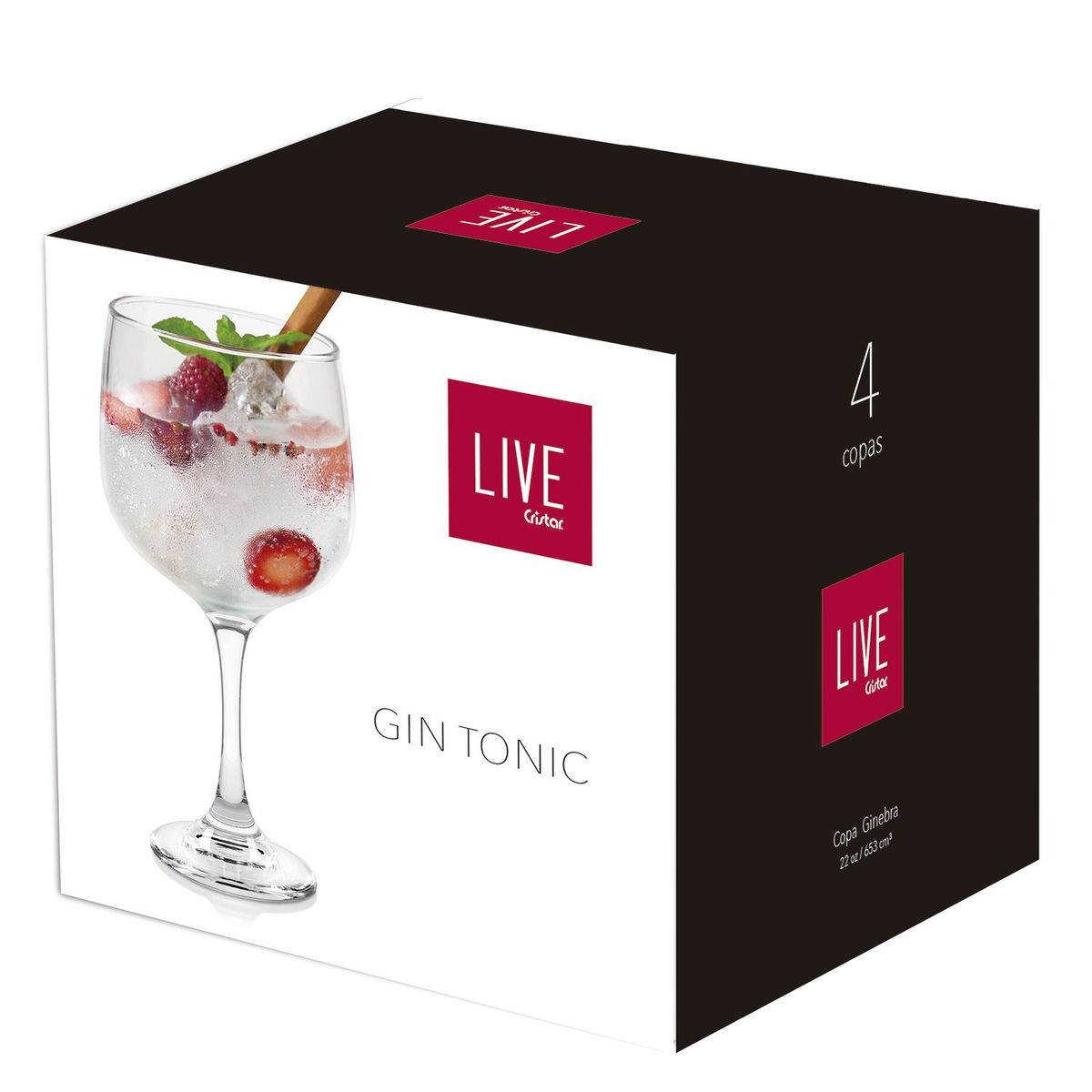 CRISTAR - Copa de vidrio Cristar: para coctelería 4 piezas