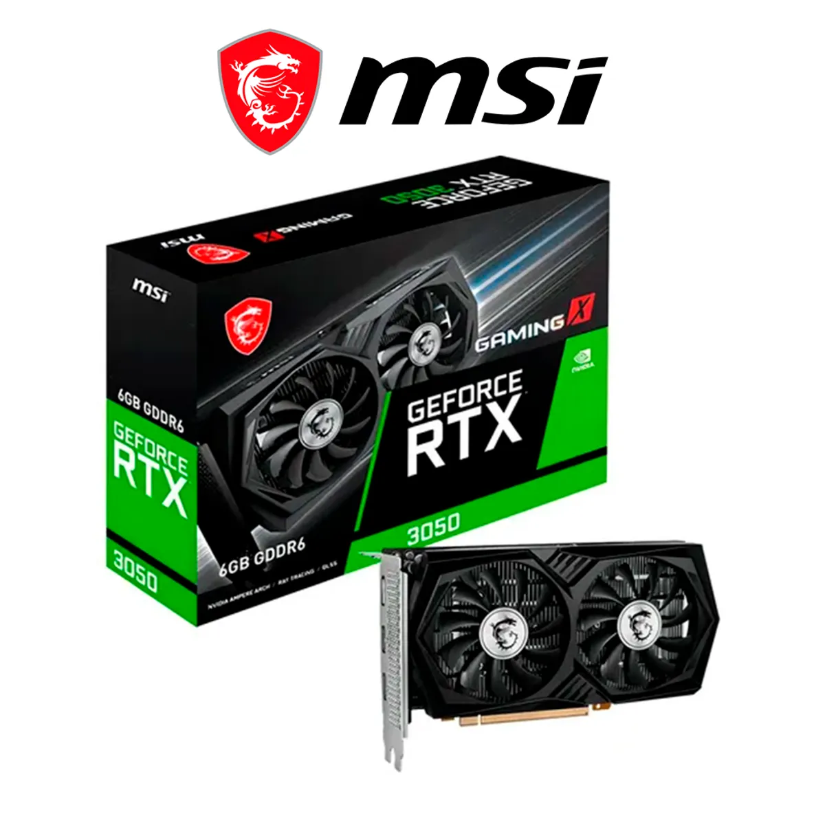 MSI - Tarjeta Gráfica NVIDIA RTX 3050 - 6GB - GDDR6 - MSI GAMING X DUAL FAN