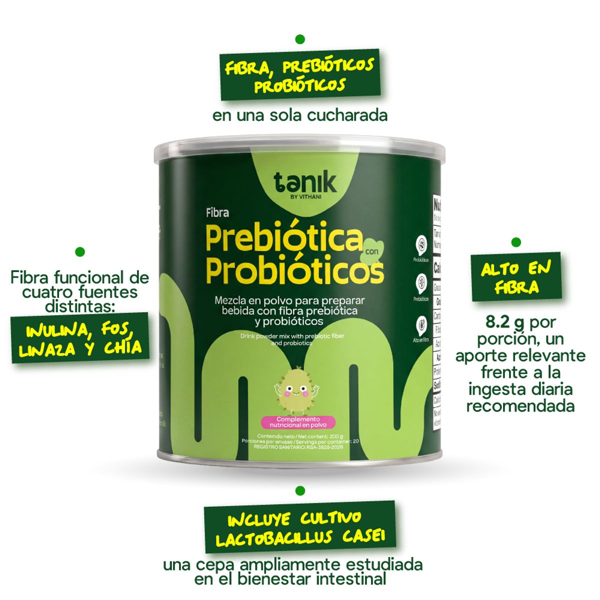 VITHANI - Fibra Prebiótica con Probióticos By Tanik 200g