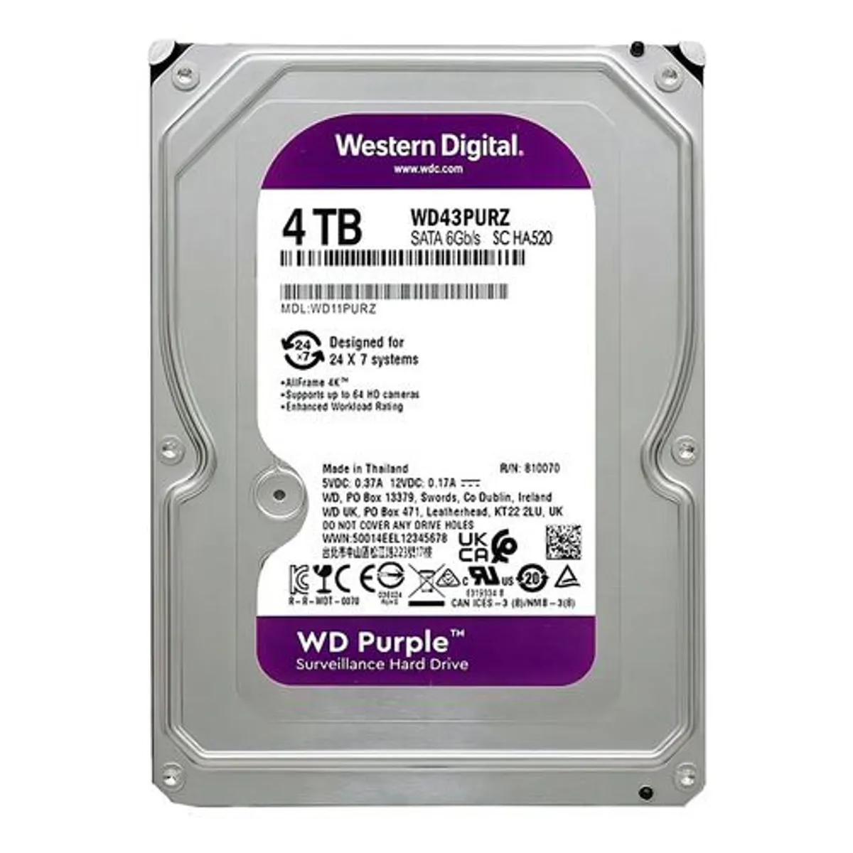 WESTERN DIGITAL - DISCO DURO PC 4000GB WESTERN DIGITAL WD40PURZ PURPURA
