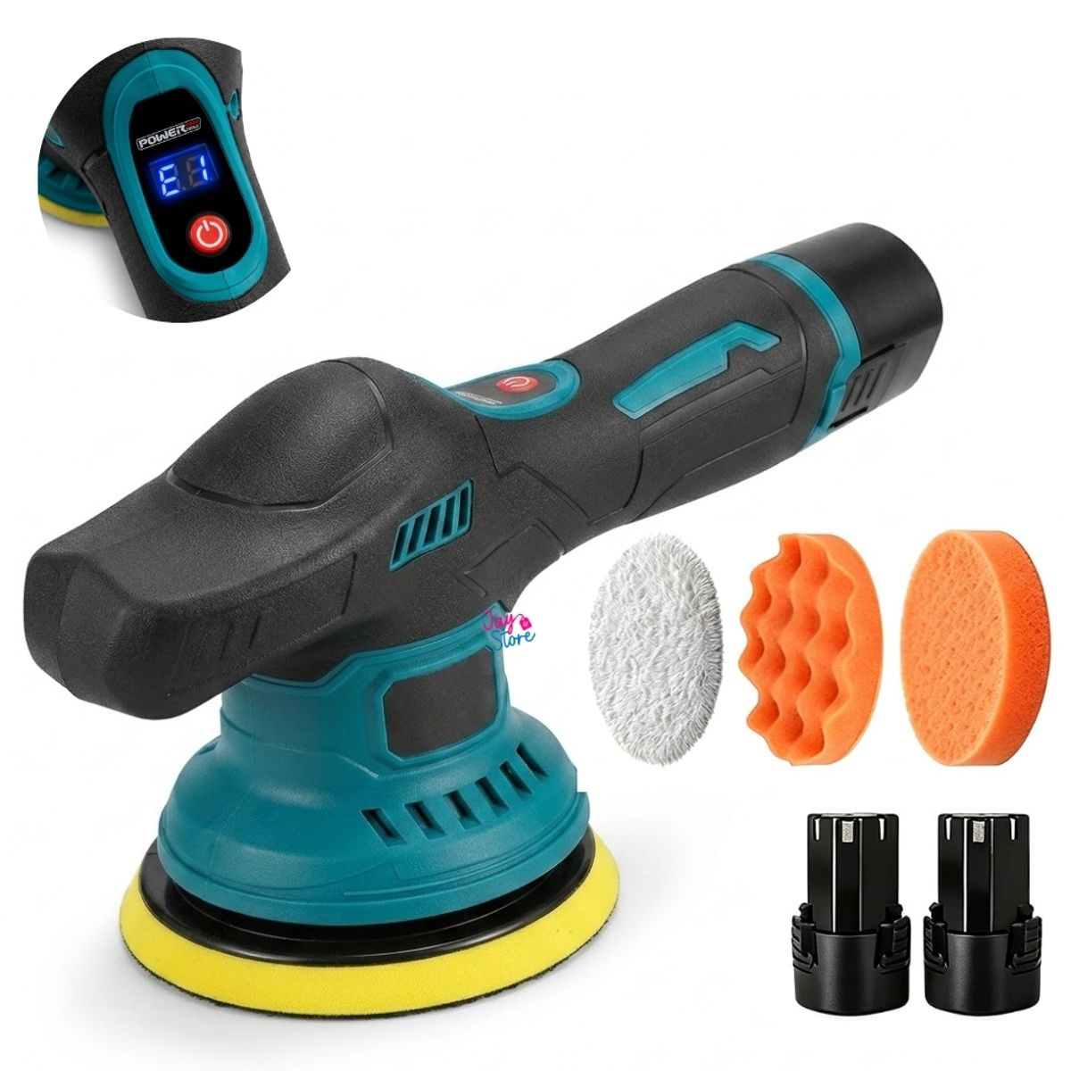 JAYSTORE - Pulidora Polichadora Inalámbrica Brilladora Auto Carros Encerado Dos Baterías