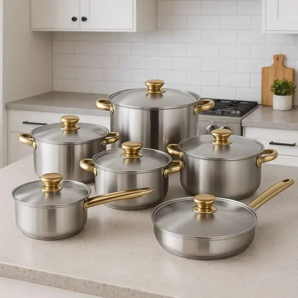 NIA - Juego De Ollas Original Nia - Batería Cocina 12 Piezas Acero Inoxidable