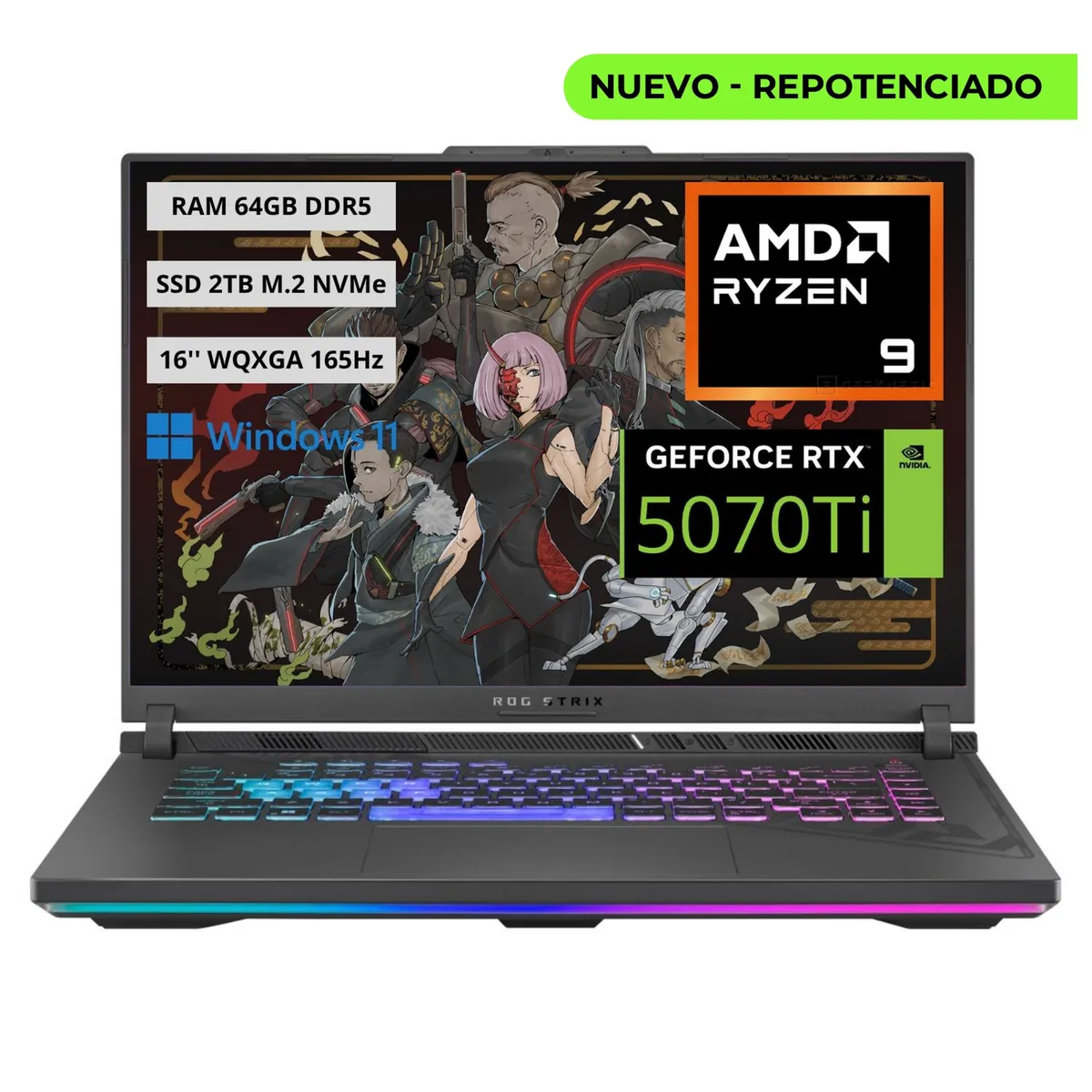 ASUS - Portatil Gamer ASUS ROG STRIX G16 2025 - RYZEN 9 8940HX - 64GB - 2TB - RTX 5070TI 12GB