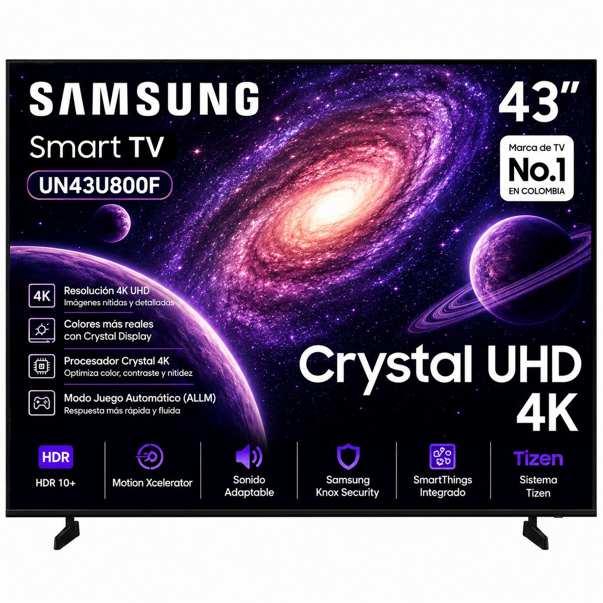 SAMSUNG - Televisor Samsung 43 Pulgadas 4K UHD Crystal Smart Tv UN43U8000FK Vision IA