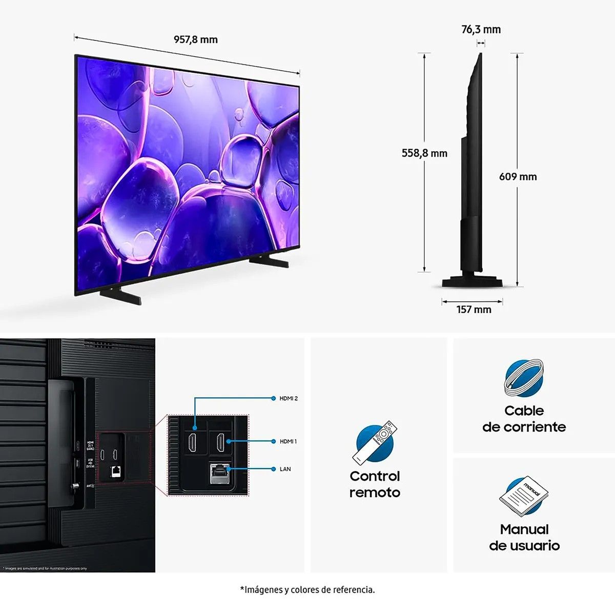SAMSUNG - Televisor Samsung 43 Pulgadas 4K UHD Crystal Smart Tv UN43U8000FK Vision IA
