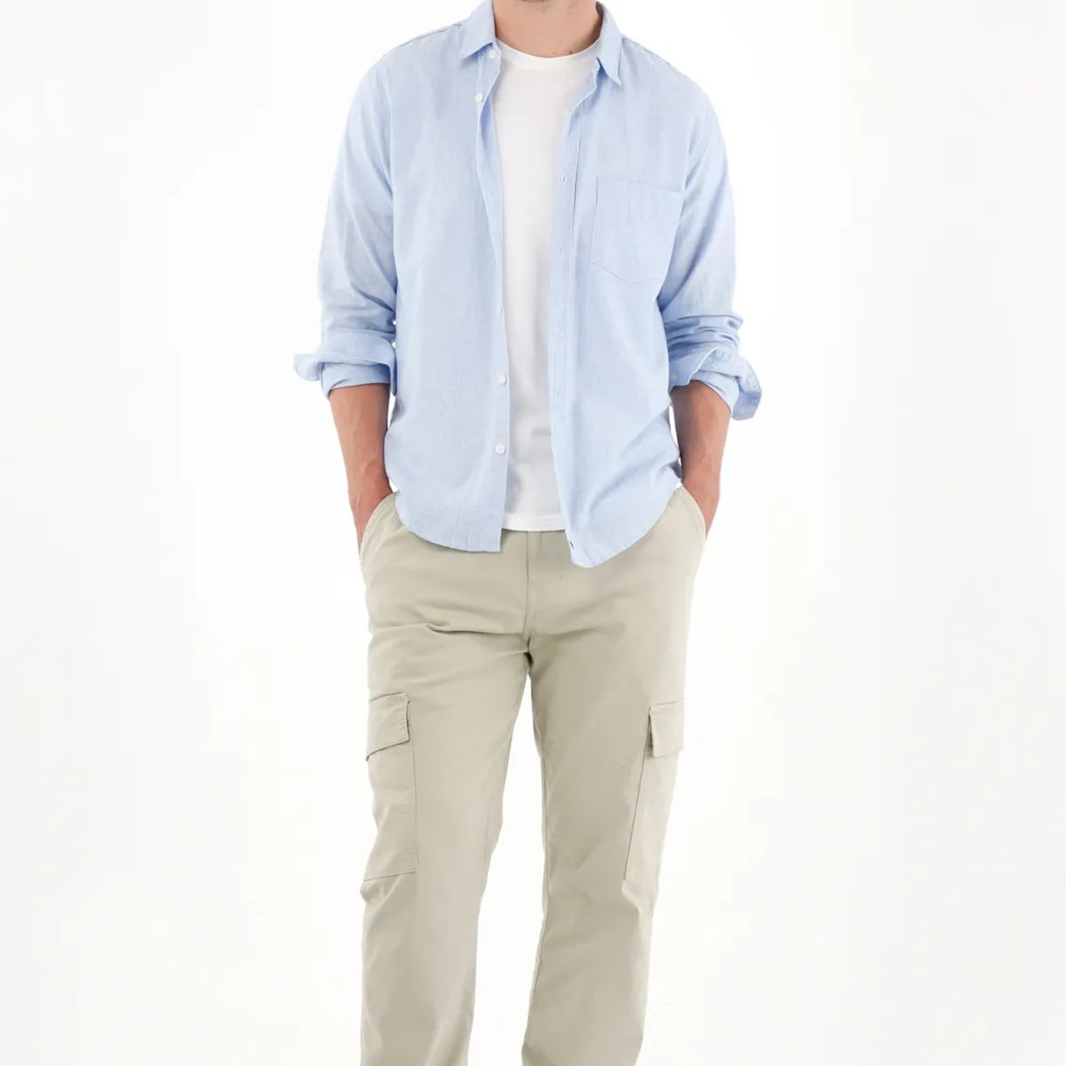 TENNIS - Pantalón en dril con bolsillos tipo cargo verde para hombre
