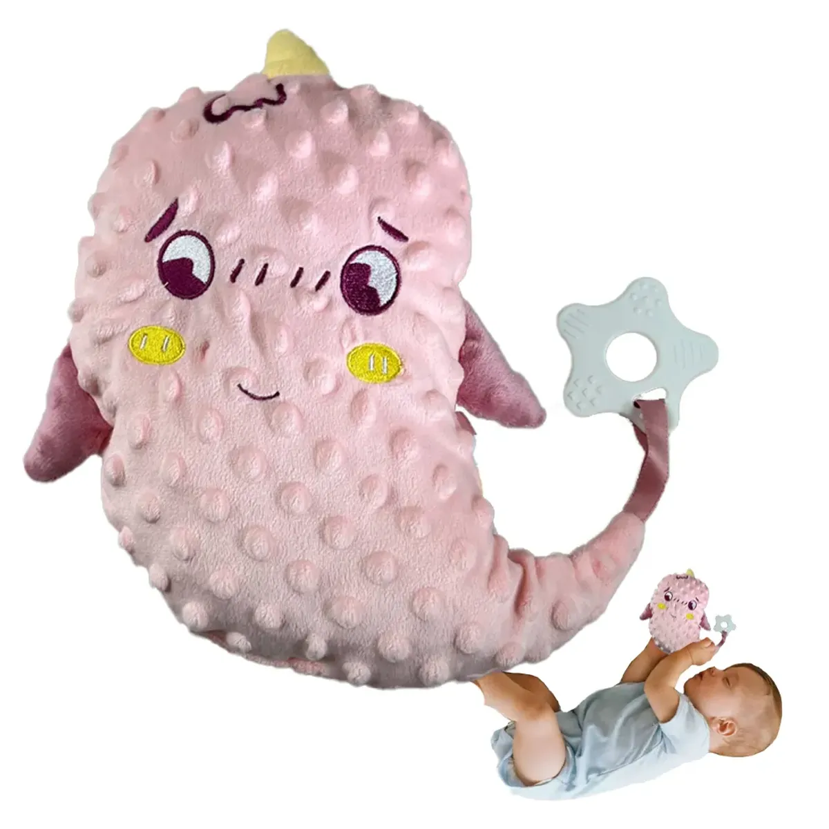 INSULAR - Muñeco Peluche De Apego Para Bebe Suave Texturas Pink