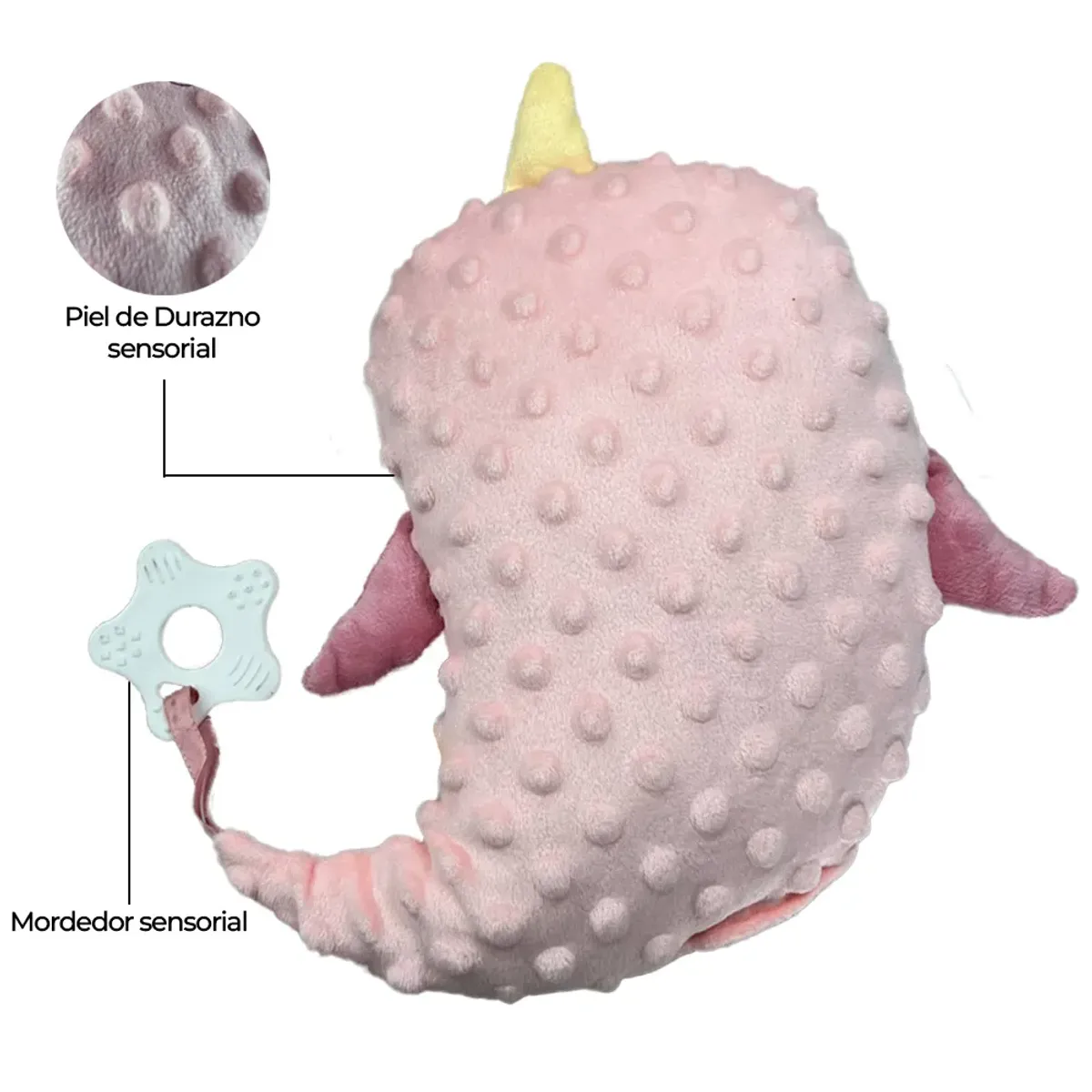 INSULAR - Muñeco Peluche De Apego Para Bebe Suave Texturas Pink