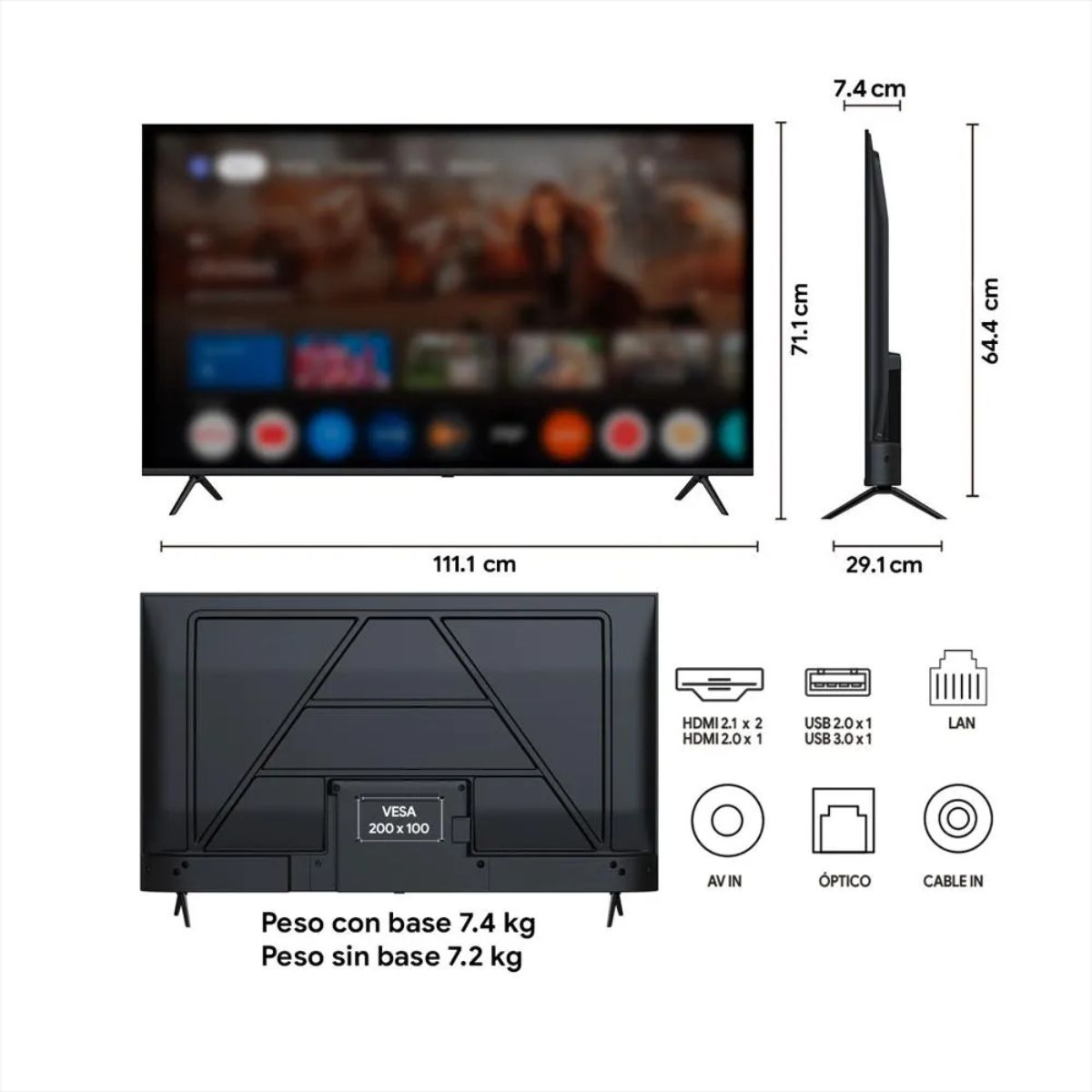 KALLEY - Televisor Kalley 50G315A 50 Pulgadas 4KUhd Max Smart Tv