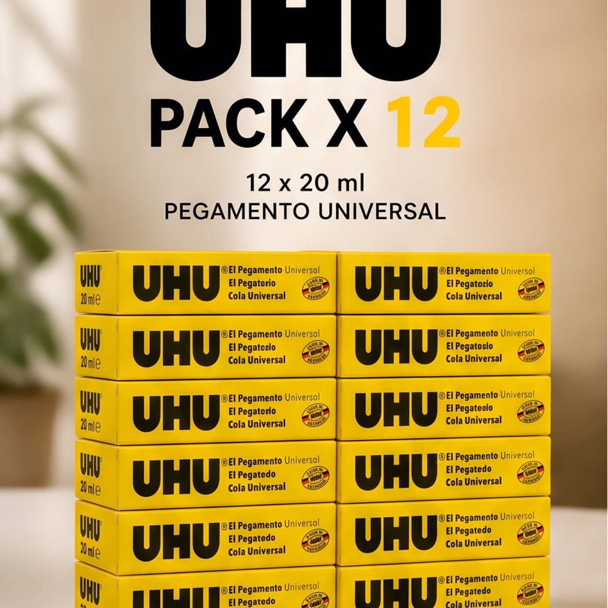 UHU - pegamento universal UHU de 20 ml x 12 unidades