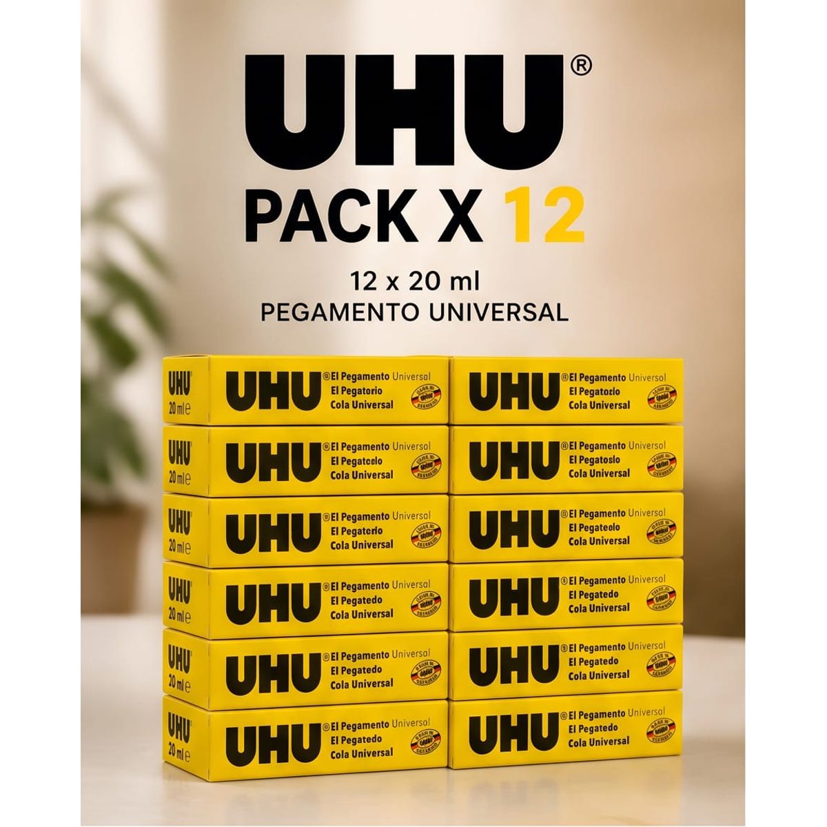 UHU - pegamento universal UHU de 20 ml x 12 unidades