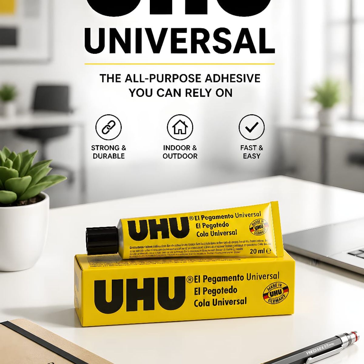 UHU - pegamento universal UHU de 20 ml x 12 unidades