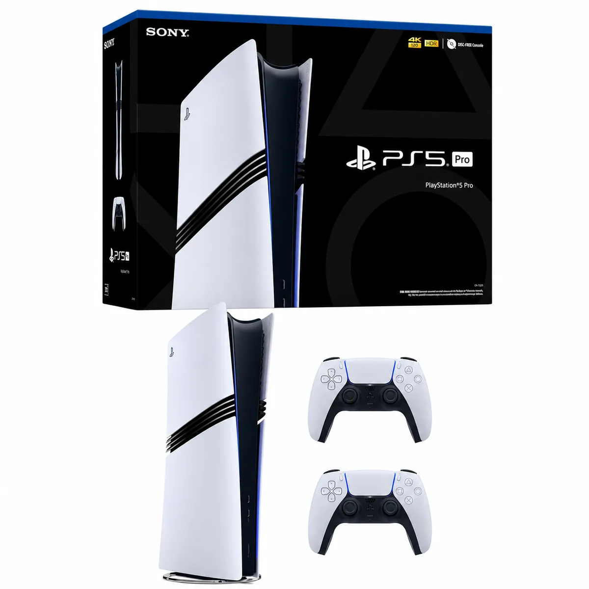 SONY - PlayStation 5 Pro Digital 2TB + 2 Mandos DualSense + Cargador Dobe