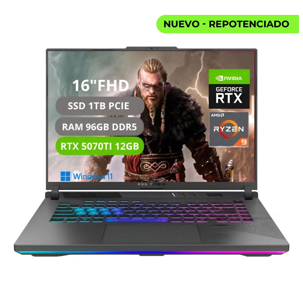 ASUS - PORTATIL ASUS ROG STRIX G16 G614PR RYZEN 9 8940HX  RAM 96GB SSD 1TB RTX  5070TI 12GB