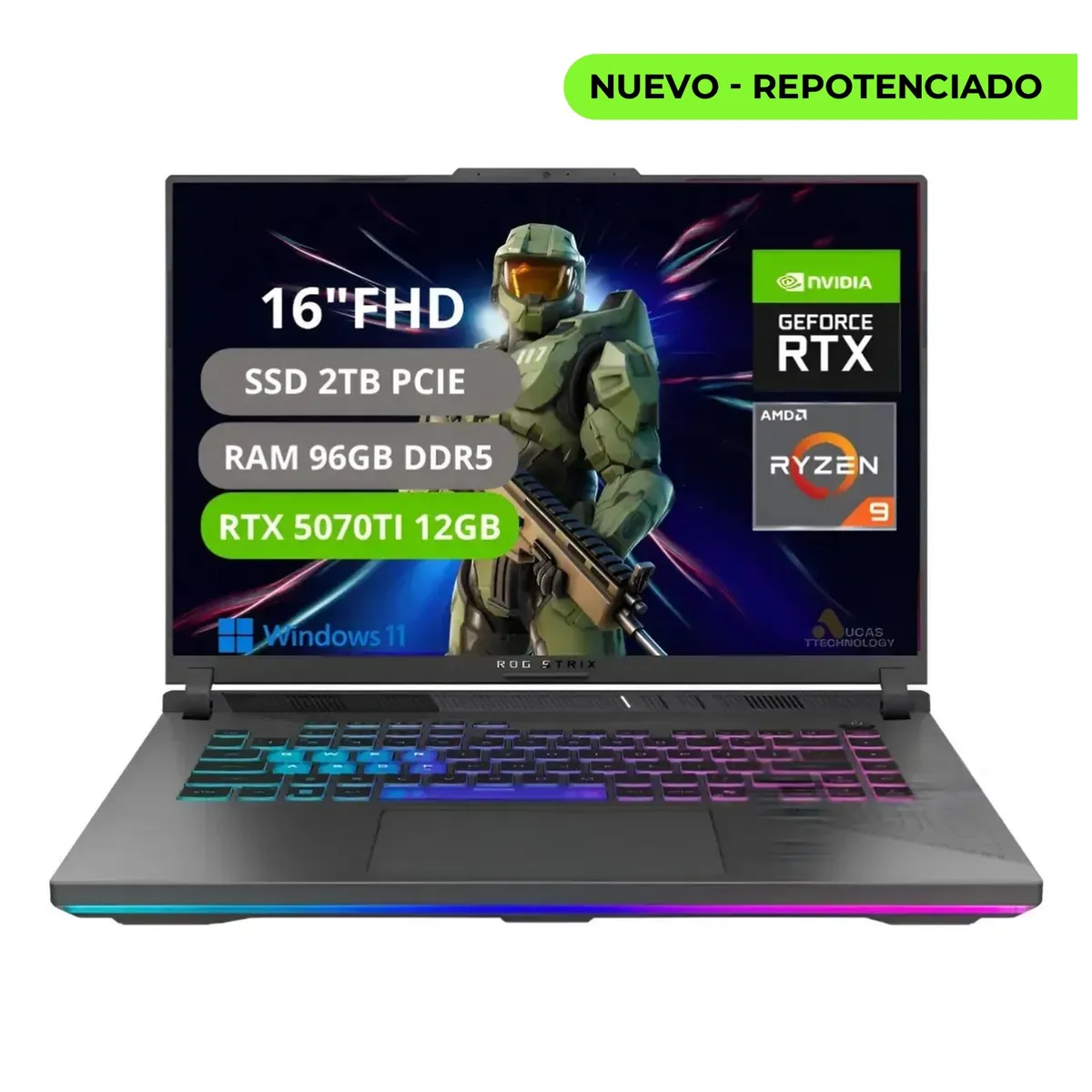 ASUS - PORTATIL ASUS ROG STRIX G16 G614PR RYZEN 9 8940HX  RAM 96GB SSD 2TB RTX  5070TI 12GB