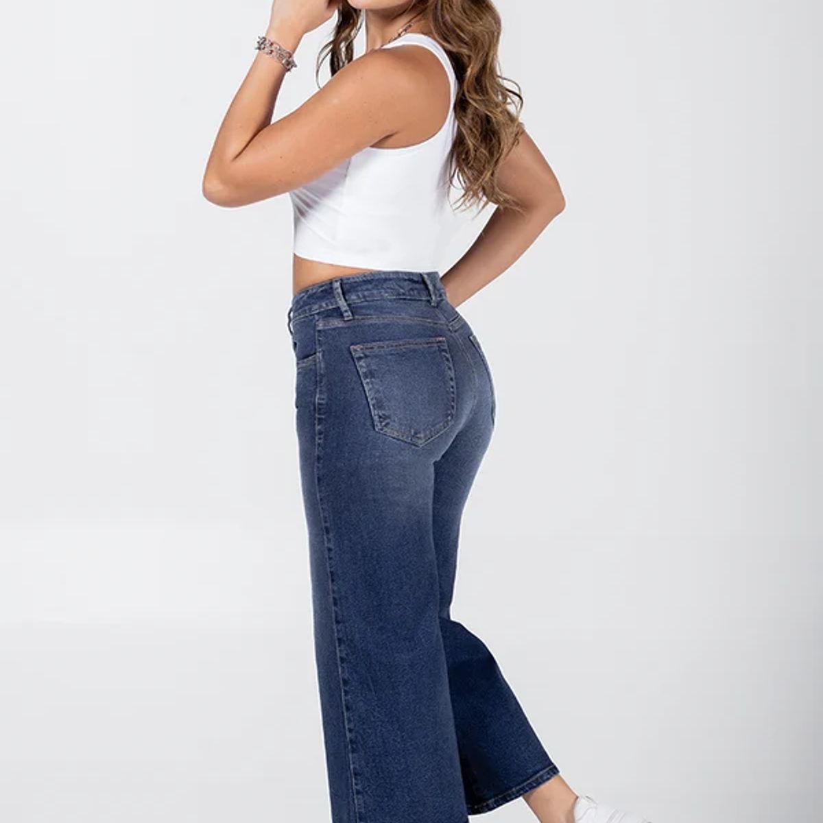TRUCCOS JEANS - Jean Palazzo Mujer Tiro Alto Fluido Elegante Marca Trucco´s