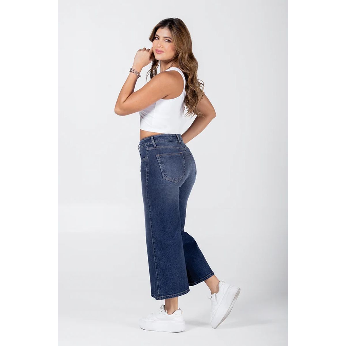 TRUCCOS JEANS - Jean Palazzo Mujer Tiro Alto Fluido Elegante Marca Trucco´s