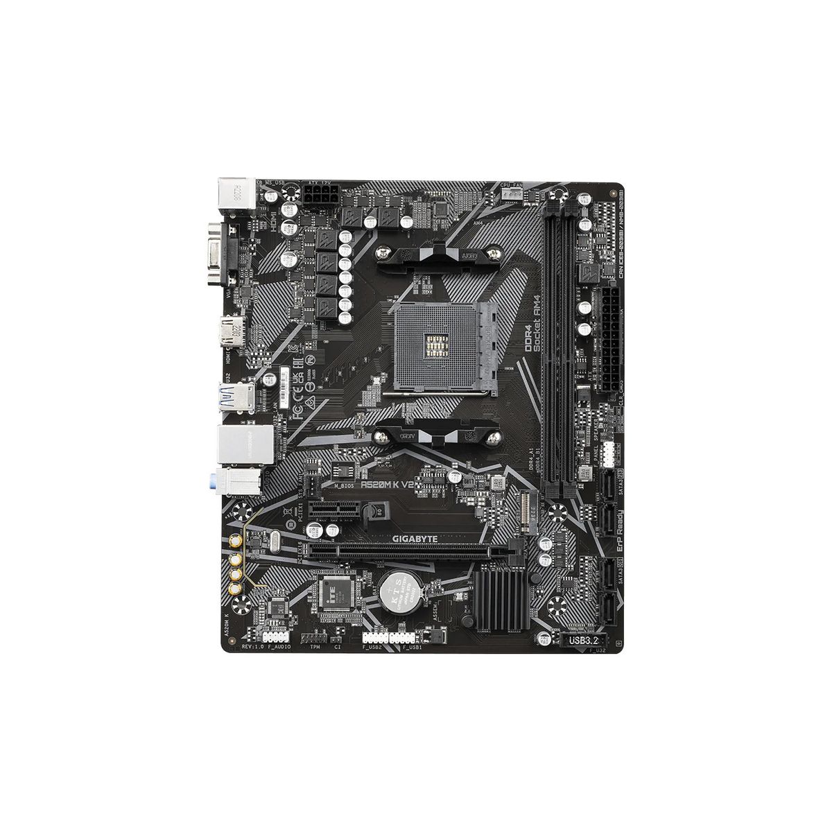 GIGABYTE - Placa Base GIGABYTE A520M-K V2 con Soporte Ultra Durable PCIe y USB 3.2 de Alta Estabilidad