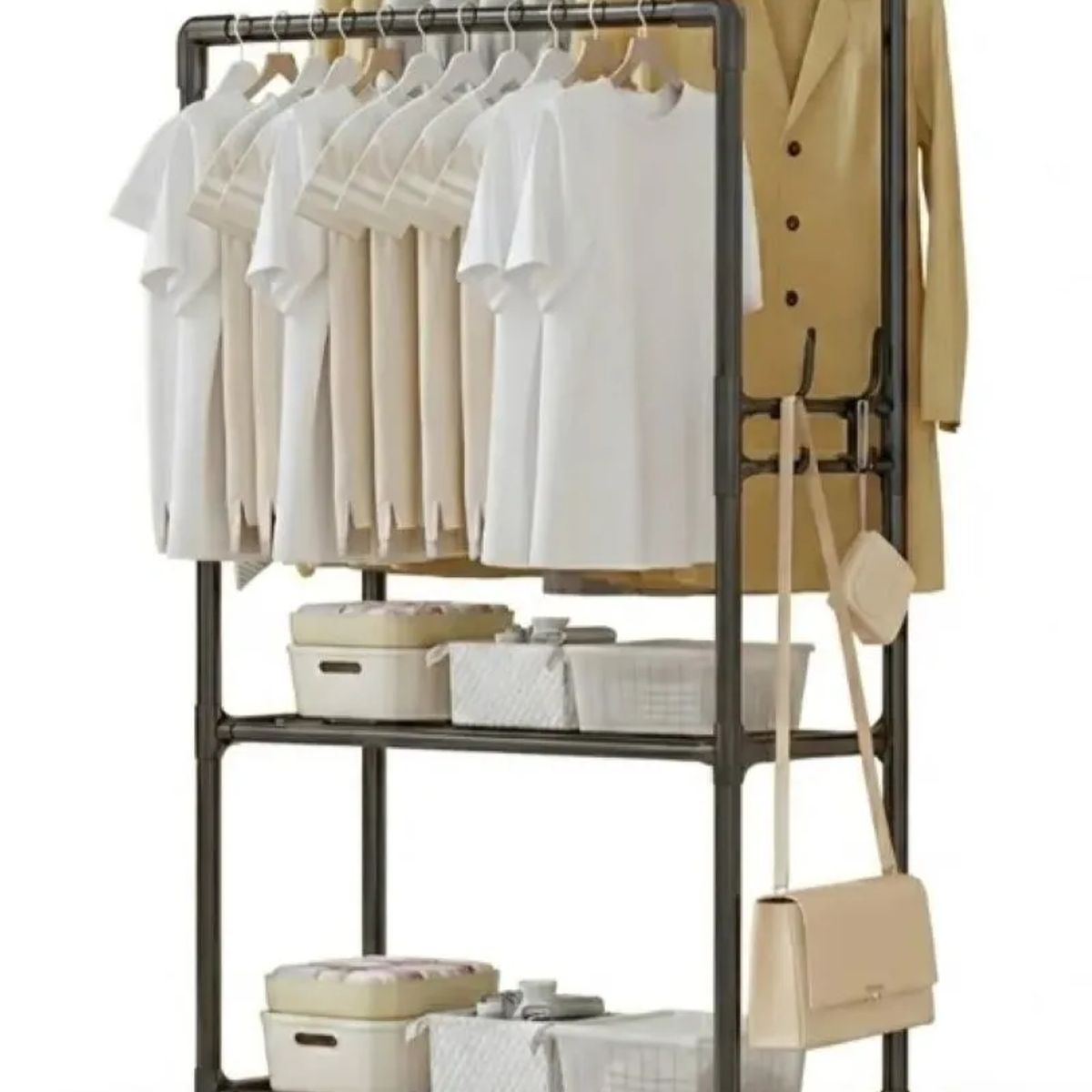 ZHOPI CO - Perchero Organizador Multiusos Doble Con Ruedas