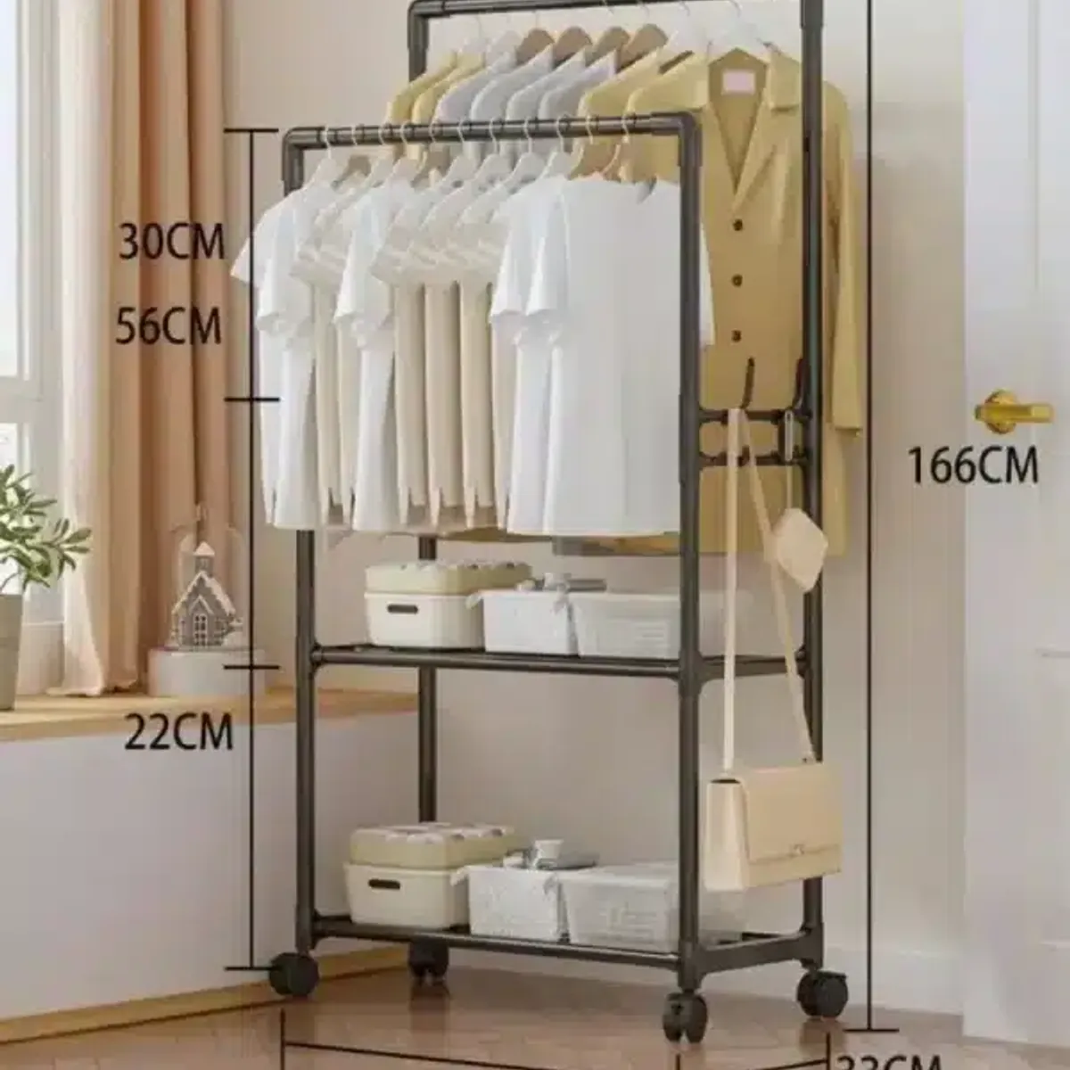 ZHOPI CO - Perchero Organizador Multiusos Doble Con Ruedas