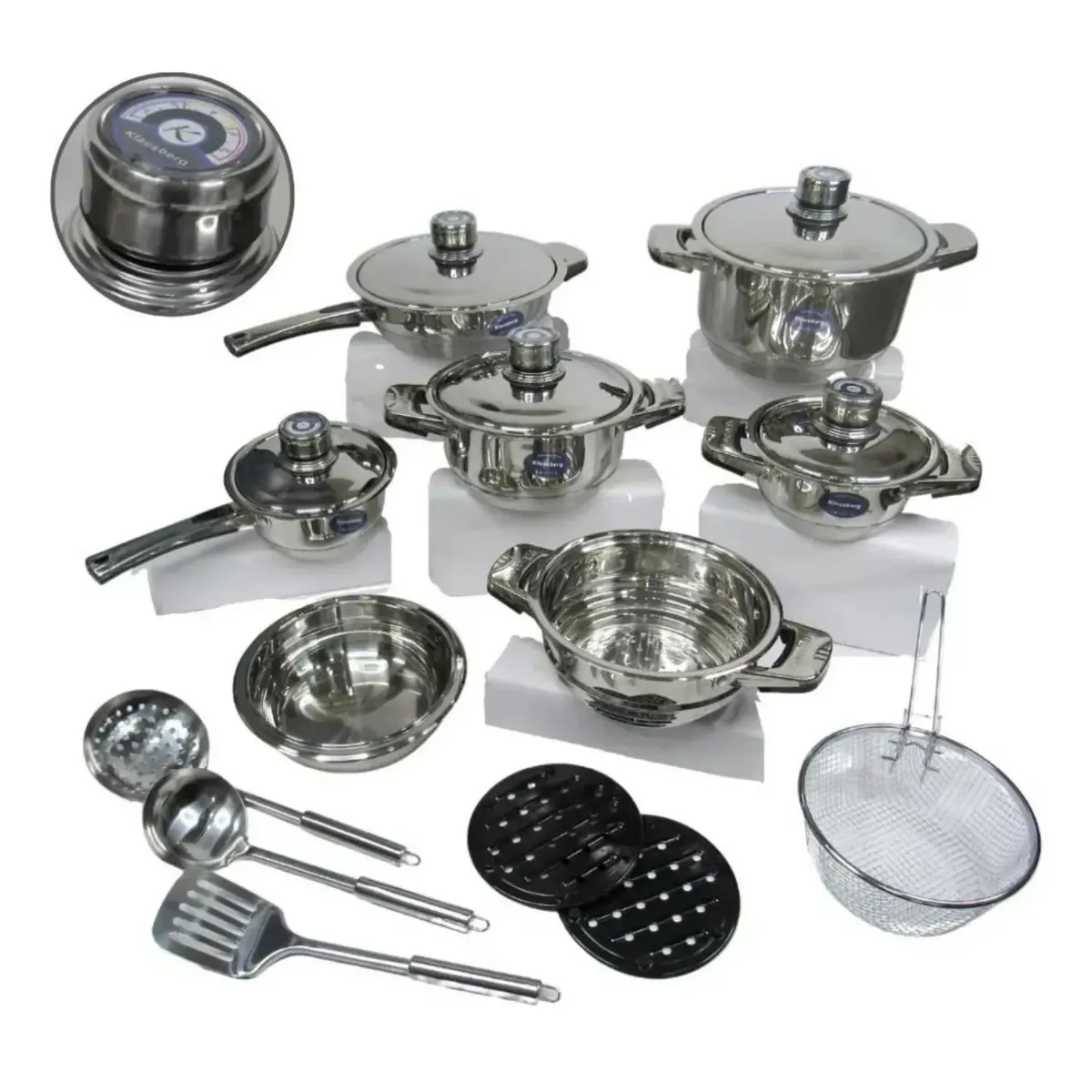 AMERICAN GENERICS - Juego De Ollas Acero Quirúrgico Bateria De Cocina Klausberg 21 Pcs