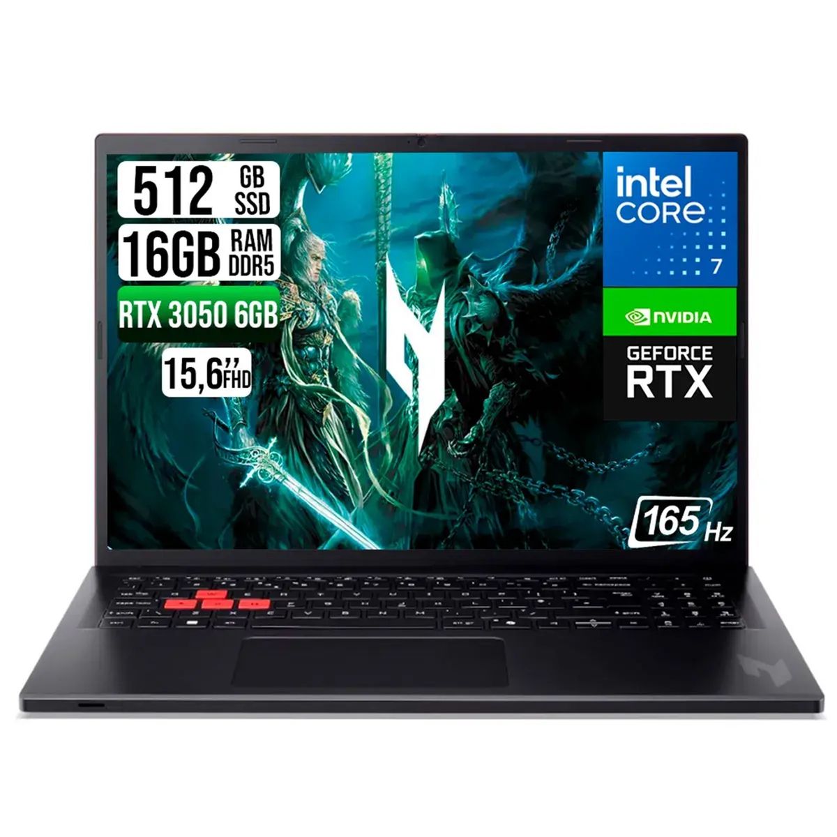 ACER - Portatil ACER NITRO NL16-71G-77YS Intel Core 7 240H SSD 512GB 16GB 16 WUXGA IPS 6GB RTX3050