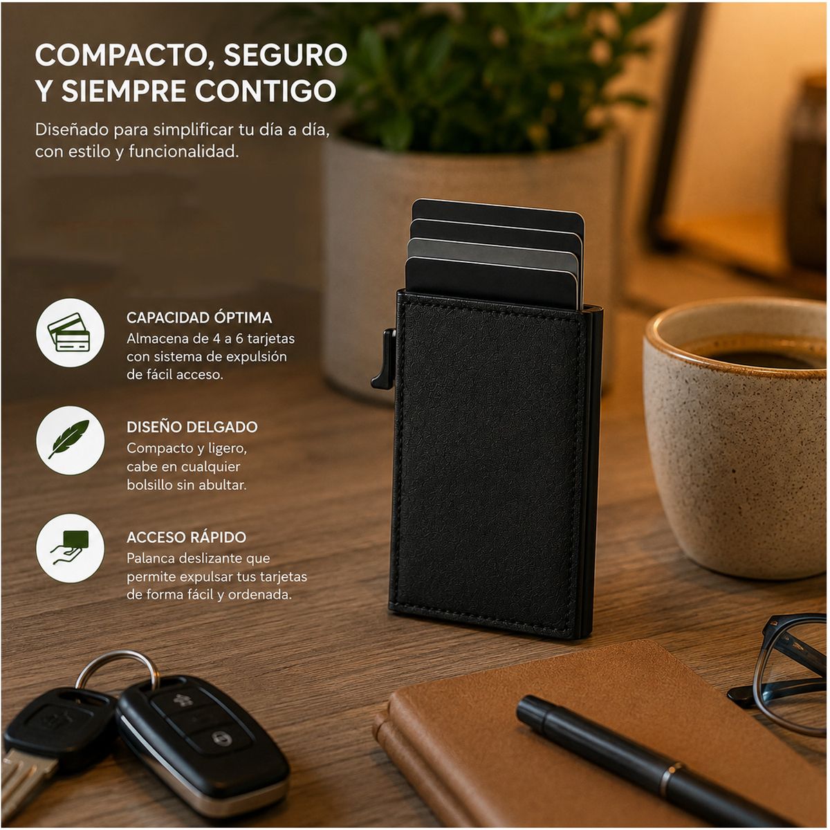 ONE PIXEL - Billetera Tarjetero Para Hombre Organizador De Documentos Portatil