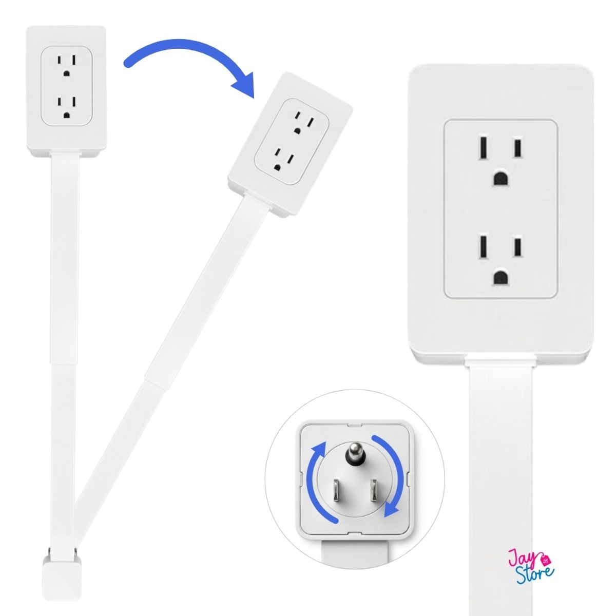 JAYSTORE - Extensor Tomacorriente Doble Modular Polo A Tierra Multitoma